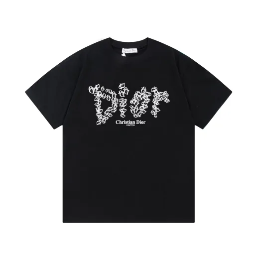 Hochwertiger Dior Kurzarm-Stil mit schwarzem Druck