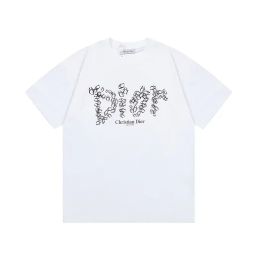 Bestseller Dior Kurzarm Weiß Print Luxus