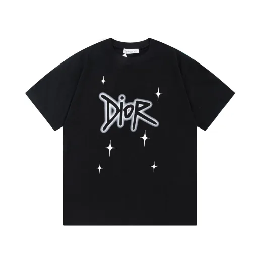 Hochwertiger Dior Kurzarm Schwarzer Druck Luxus