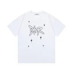 Hochwertige Dior Kurzarm-Kollektion mit weißem Druck