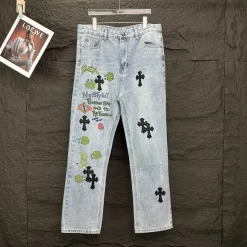 Premium Chrome Hearts Jeans Blue Washed Kollektion