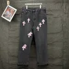 Premium Chrome Hearts Jeans Pink Leder Gewaschen Luxus