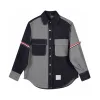 Hochwertige Thom Browne Hemden Blue Denim Patchwork Style