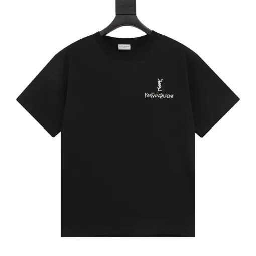 Hochwertige Saint Laurent Kurzarm Schwarz Wildleder Klassische Luxus