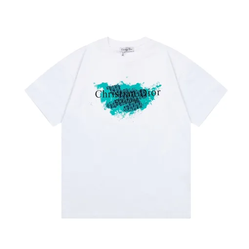 Luxus Dior Kurzarm Weiß Print Style