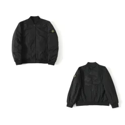 Premium Stone Island Mantel Schwarz Bestickte Kollektion