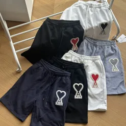 Bestseller Ami Shorts Schwarz Baumwolle Stickerei Luxus