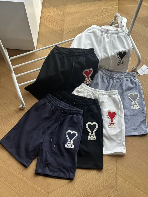 Bestseller Ami Shorts Schwarz Baumwolle Stickerei Luxus