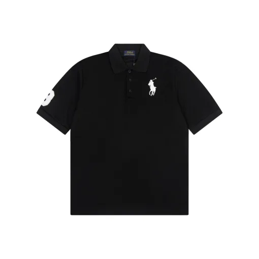 Hochwertige Ralph Lauren Kurzarm-T-Shirts aus schwarzer Baumwolle mit Logo-Kollektion