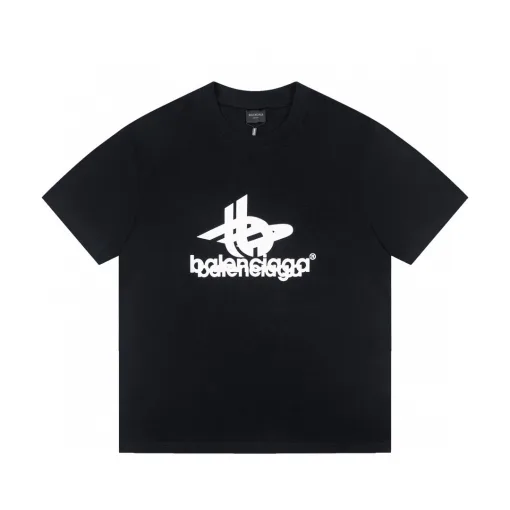Luxuriöser Balenciaga-Kurzarm-Baumwoll-Logo-Stil