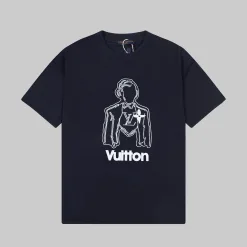 Bestseller Louis Vuitton Kurzarm Schwarz Grafik Luxus