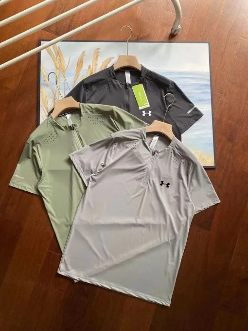 Premium Under Armour Kurzarm Grau Atmungsaktiver Stil