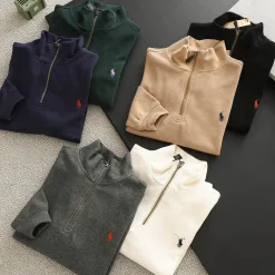 Hochwertige Ralph Lauren Langarm-Logo-Kollektion in Schwarz