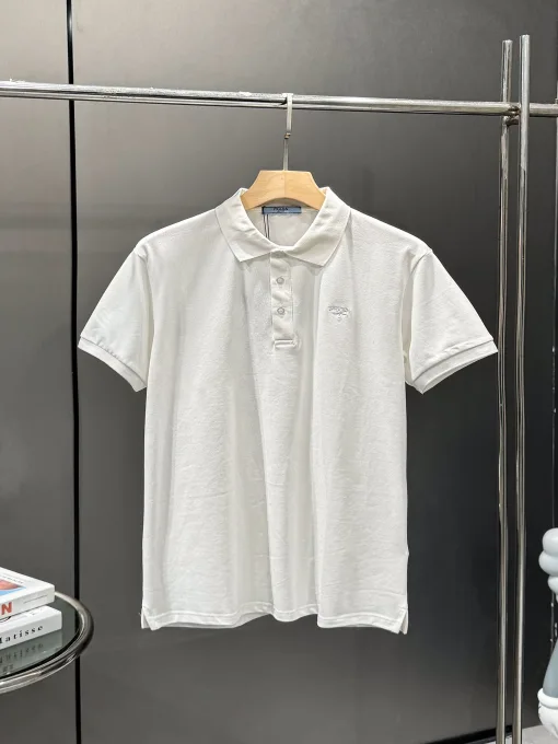 Luxus-Poloshirt von Prada in Weiß mit Stickerei