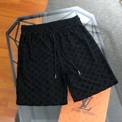 Premium Louis Vuitton Kurzarm-Monogramm-Kollektion aus schwarzer Baumwolle
