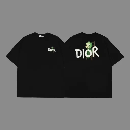 Hochwertiges Dior Kurzarmhemd Schwarz Print Luxus