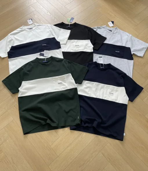 Premium Nautica Kurzarm-Patchwork-Kollektion aus schwarzer Baumwolle