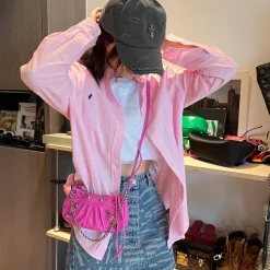 Bestseller Ralph Lauren Hemd Pink Leinen Bestickte Kollektion