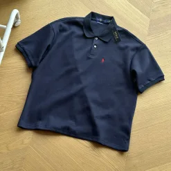Bestseller Ralph Lauren Kurzarm-Kollektion aus gewaschener schwarzer Baumwolle