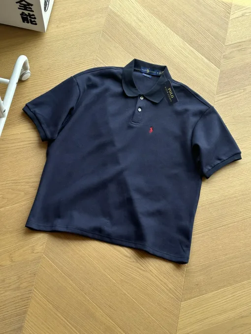 Bestseller Ralph Lauren Kurzarm-Kollektion aus gewaschener schwarzer Baumwolle