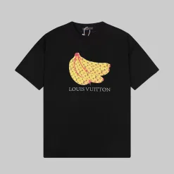 Hochwertiger Louis Vuitton Kurzarm-Grafikstil in Gelb