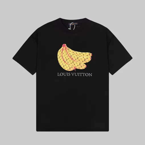 Hochwertiger Louis Vuitton Kurzarm-Grafikstil in Gelb