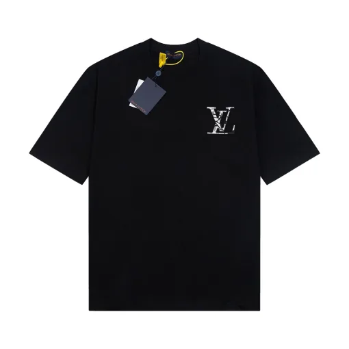 Hochwertige Louis Vuitton Kurzarm Baumwolle Klassischer Luxus