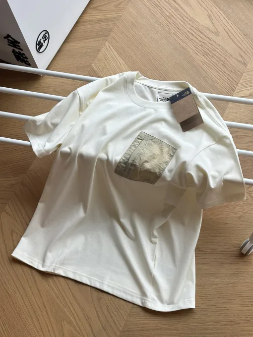 Premium Qualität The North Face Kurzarm Weiß Nylon Stickerei Stil