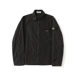 Premium Stone Island Langarmshirt aus schwarzer Nylonkollektion