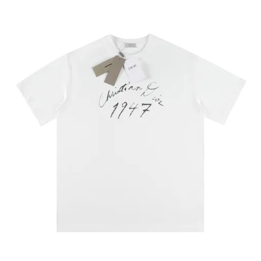 Hochwertige Dior T-Shirts Schwarz Baumwolle Print Luxus