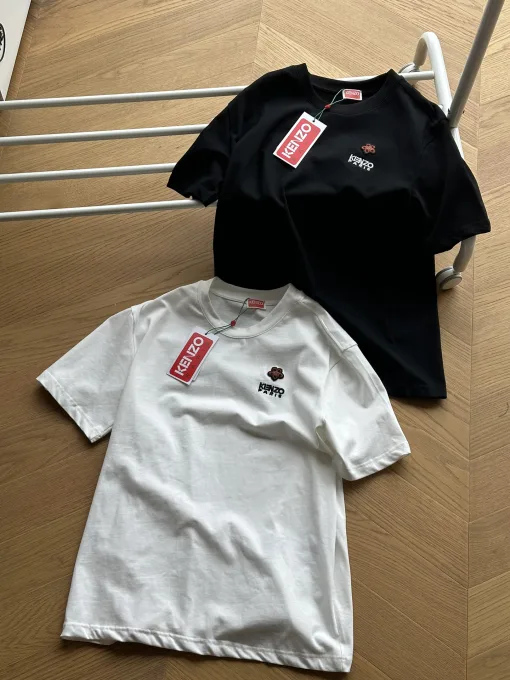 Premium Qualität Kenzo Kurzarm Schwarz Baumwolle Klassischer Stil
