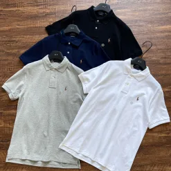 Bestseller Ralph Lauren Kurzarmhemd aus marineblauer Baumwolle, lässiger Luxus
