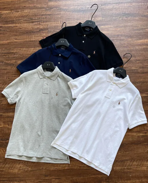 Bestseller Ralph Lauren Kurzarmhemd aus marineblauer Baumwolle, lässiger Luxus