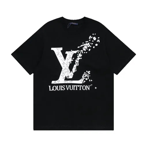 Premium Louis Vuitton Kurzarm-Baumwolle im Logo-Stil