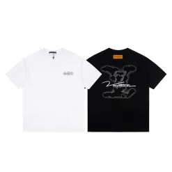 Premium Qualität Louis Vuitton Kurzarm Schwarz Print Luxus