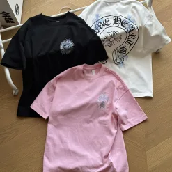 Premium Chrome Hearts Kurzarm-Kollektion mit schwarzem Druck
