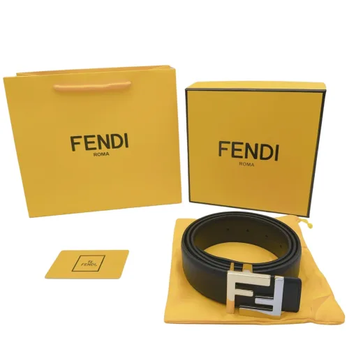 Hochwertige Fendi Ledergürtel Gold Rindsleder Elegante Kollektion