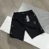 Premium Chrome Hearts Shorts Schwarz Baumwolle Stickerei Stil