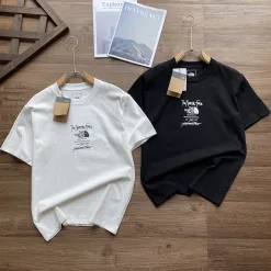 Hochwertige The North Face Kurzarm Weiß Baumwolle Retro Luxus