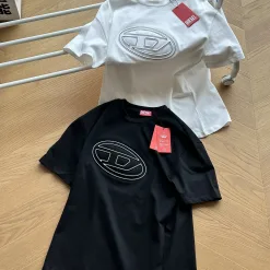Premium Qualität Diesel Kurzarm Schwarz Baumwolle Logo Luxus