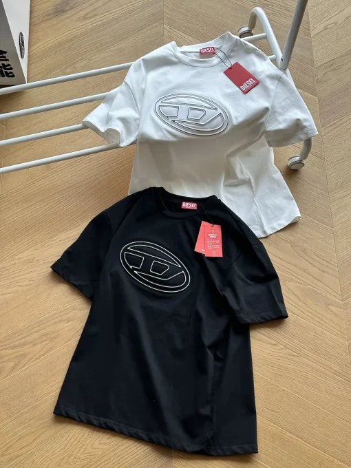 Premium Qualität Diesel Kurzarm Schwarz Baumwolle Logo Luxus