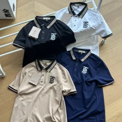 Luxus-Poloshirt von Burberry im schwarzen Baumwoll-Jacquard-Stil