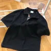 Burberry Kurzarmhemd aus schwarzer Baumwolle in Premiumqualität im klassischen Stil