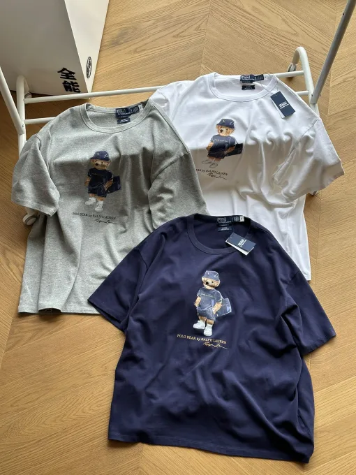 Bestseller Ralph Lauren Kurzarm-Kollektion aus gewaschener Baumwolle in Grau