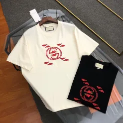 Luxus Gucci Kurzarm Schwarz Baumwolle Logo Stil