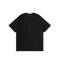 Prada Kurzarm-Baumwoll-Logo-Kollektion in Premiumqualität
