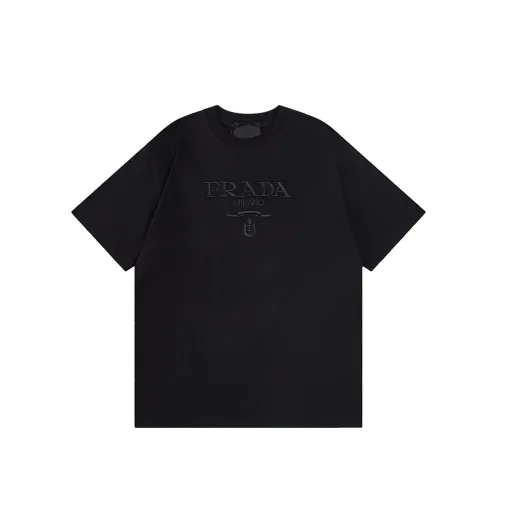 Prada Kurzarm-Baumwoll-Logo-Kollektion in Premiumqualität