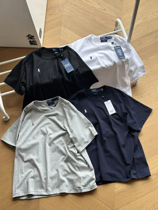 Bestseller Ralph Lauren Kurzarm-Logo-Stil aus weißer Baumwolle