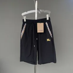 Premium Burberry Shorts Schwarze Seide Gestreifte Kollektion