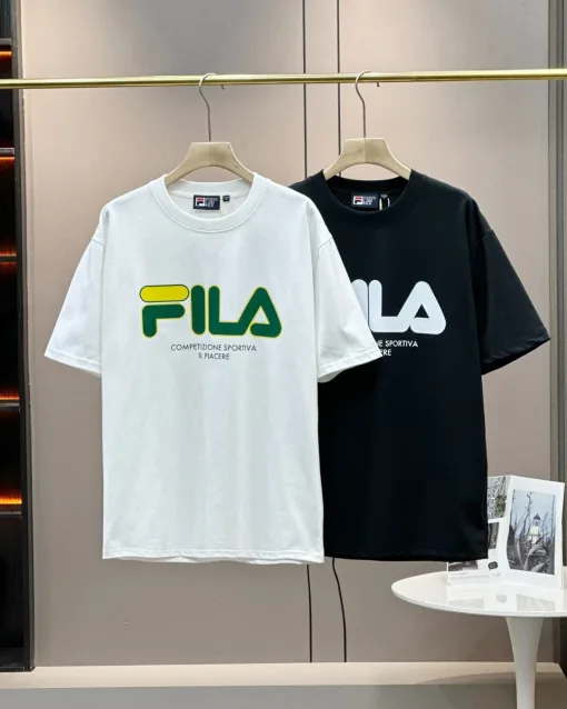 Premium Fila Kurzarm Schwarz Baumwolle Casual Style
